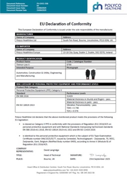 Yorkshire Spray Services Ltd - Polyco Tremor‑Low X Anti Vibration Glove - Conformity
