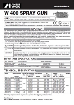 Yorkshire Spray Services Ltd - Anest Iwata W400 Bellaria Gravity Gun Manual Yorkshire Spray Services Ltd - Anest Iwata W400 Bellaria Gravity Gun Manual