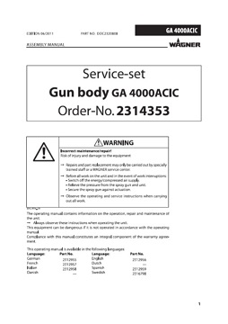 Yorkshire Spray Services Ltd - Wagner GA4000ACIC Service Set Gun Body Manual jpg