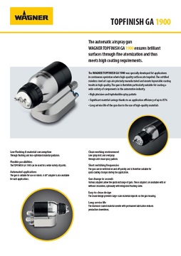 Yorkshire Spray Services Ltd - Wagner TOPFINISH - Brochure Yorkshire Spray Services Ltd - Wagner TOPFINISH - Wagner GA1900 - Brochure