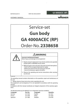 Yorkshire Spray Services Ltd - Wagner GA4000ACEC & ACIC Service Set Gun Body RP Yorkshire Spray Services Ltd - Wagner GA4000ACEC & ACIC Service Set Gun Body RP