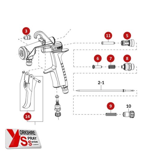 Yorkshire Spray Services Ltd - Anest Iwata W200 Integra - Service Repair Kit Detail - Part No. 930356A0