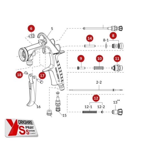 Yorkshire Spray Services Ltd - Anest Iwata WS200 SP & FT - Service Repair Kit Detail - Part No. 93005690